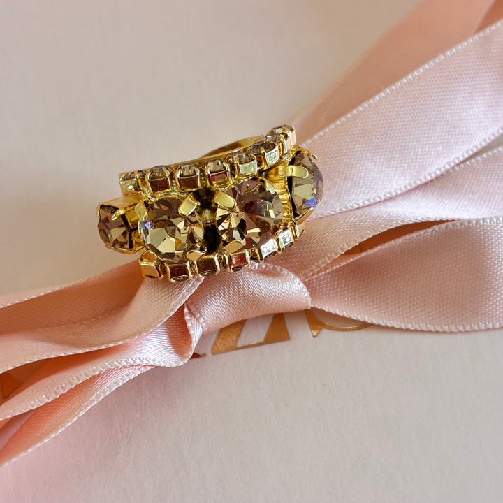 Elegant bronze Swarovski crystals ring