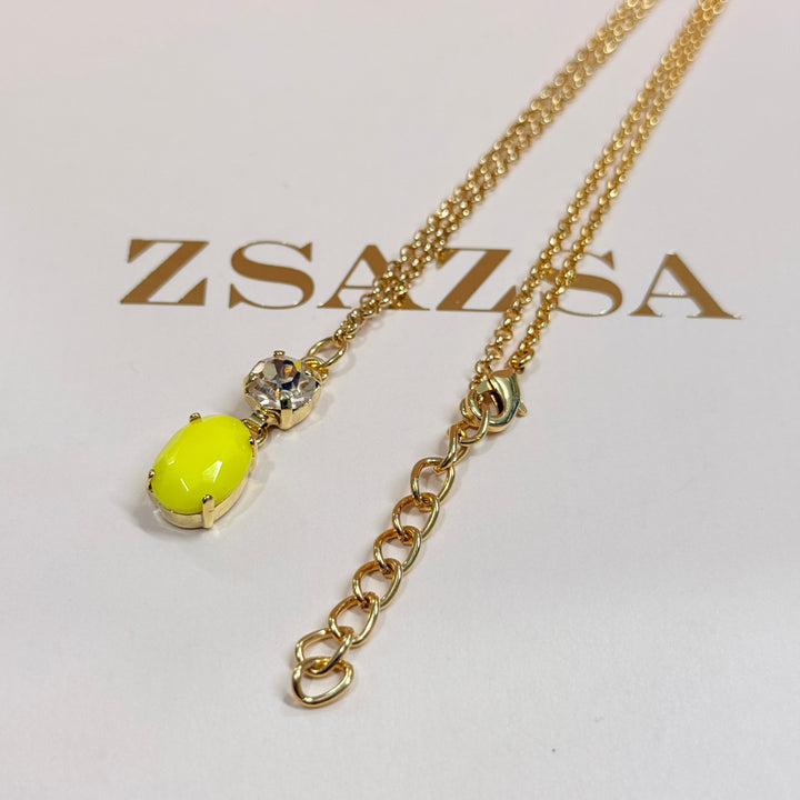 Oval and round champagne and yellow preciosa crystals pendant set