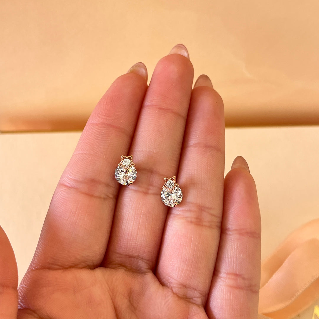 Zircone rose gold plated star studs