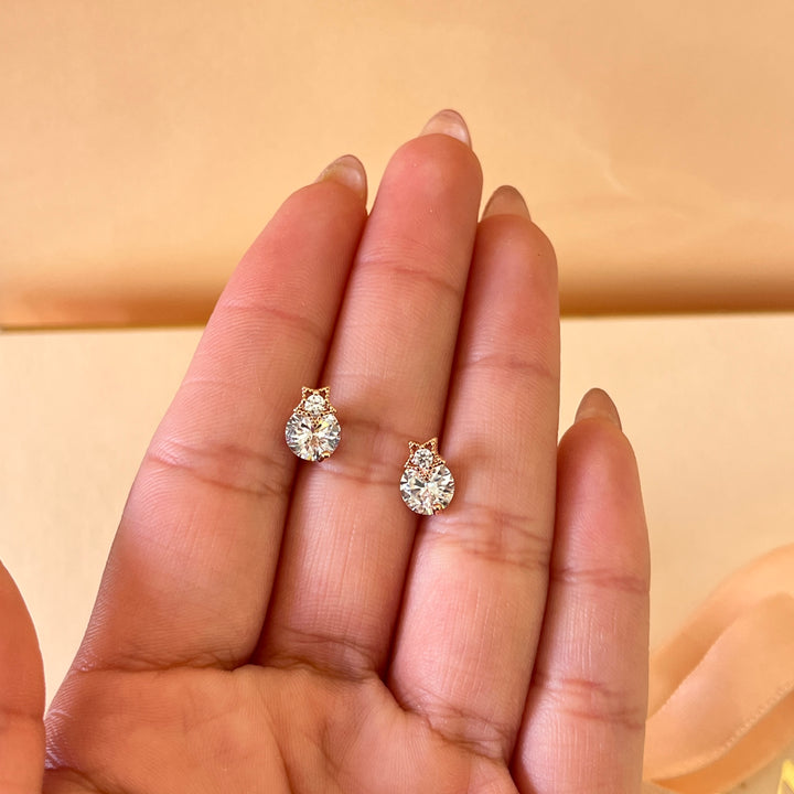 Zircone rose gold plated star studs