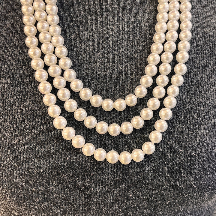 White Mallorca pearls gold plated 3 rows necklace