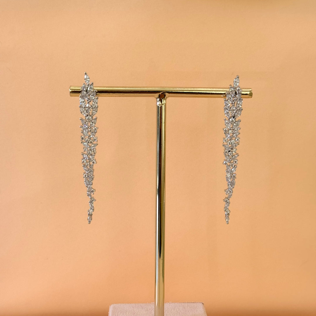 Long marquise zircone silver earrings