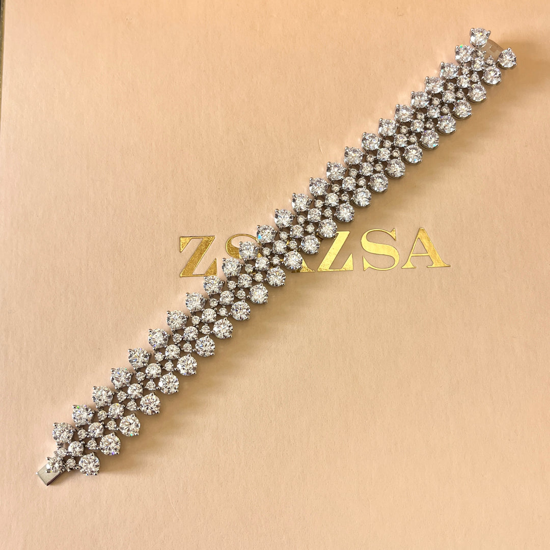 Statement white gold plated set