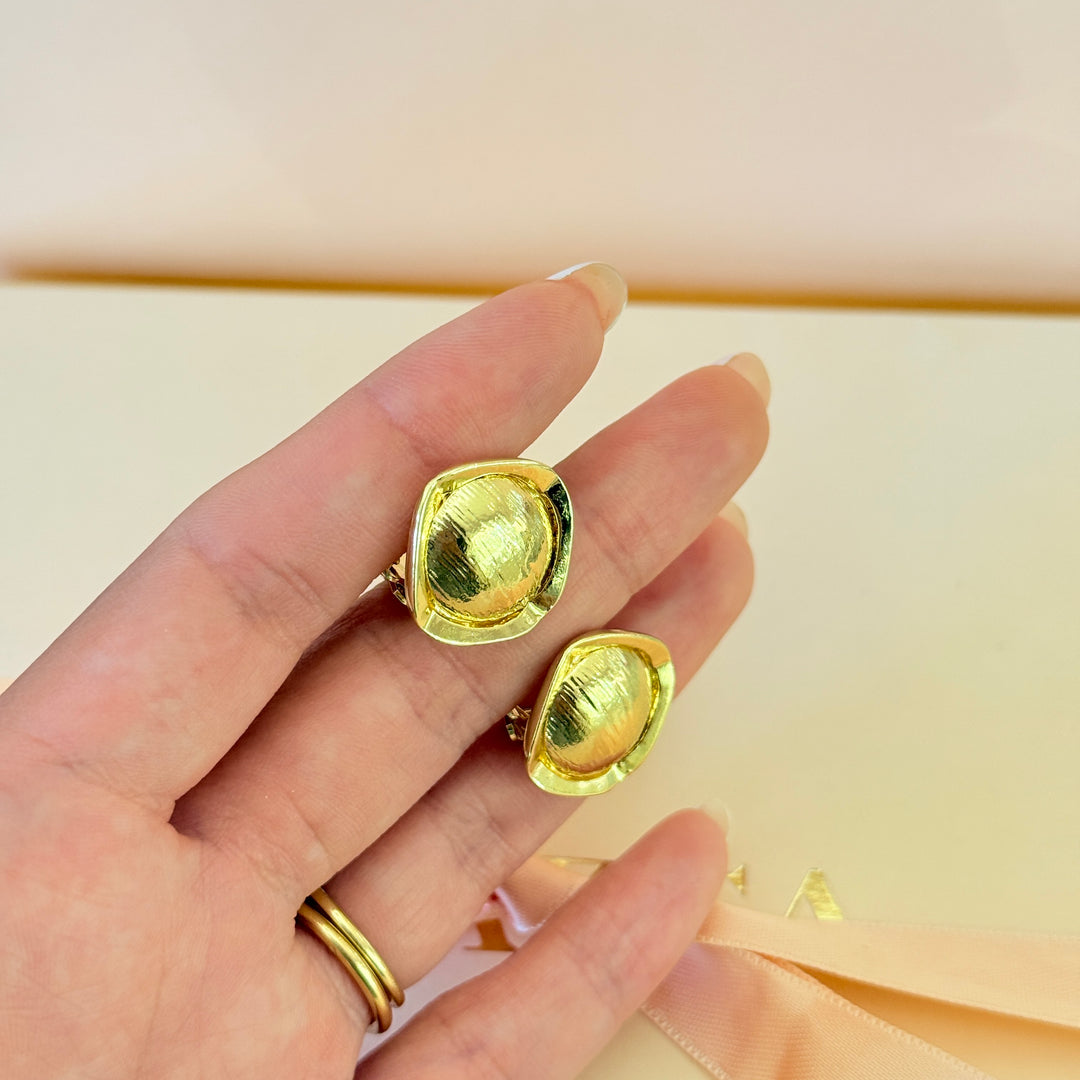 Plain texture gold plated clip on earrings