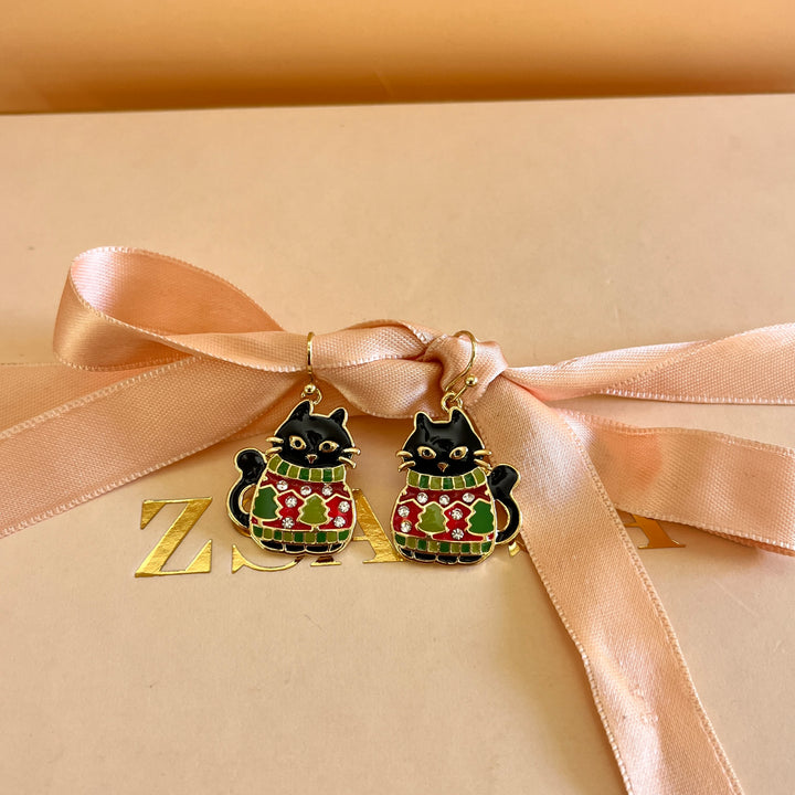 Green Christmas cat hooks