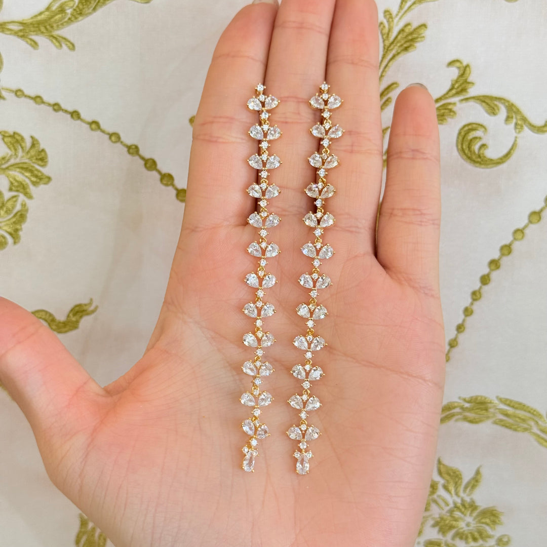 Long dainty teardrops zircone gold plated