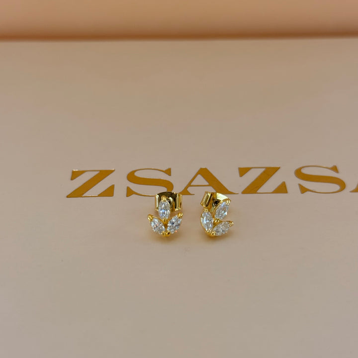 Dainty marquise zircone gold plated studs