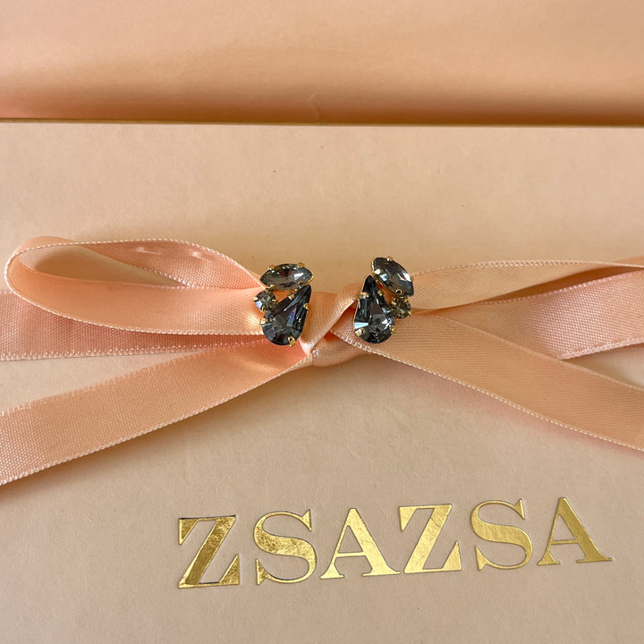 Multishape grey preciosa crystals studs
