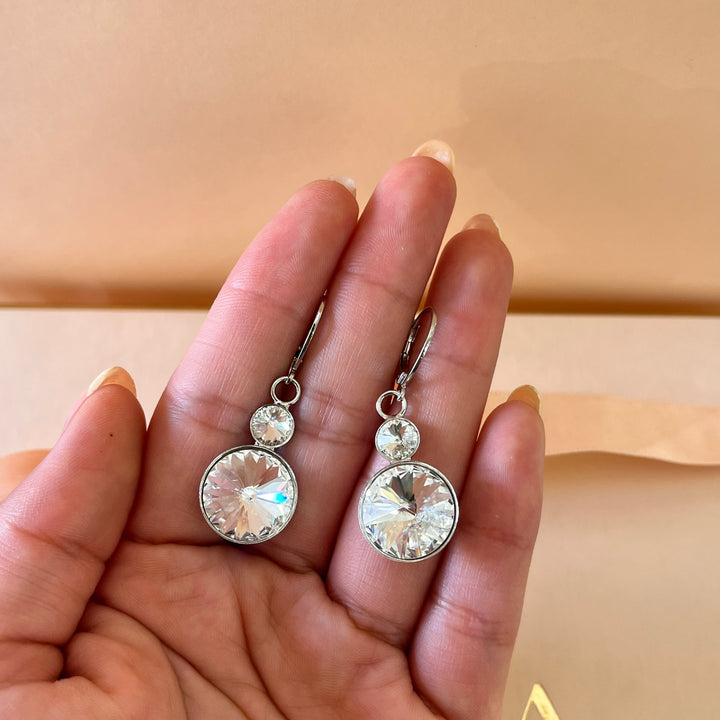 Swarovski crystals white gold plated earrings and ring