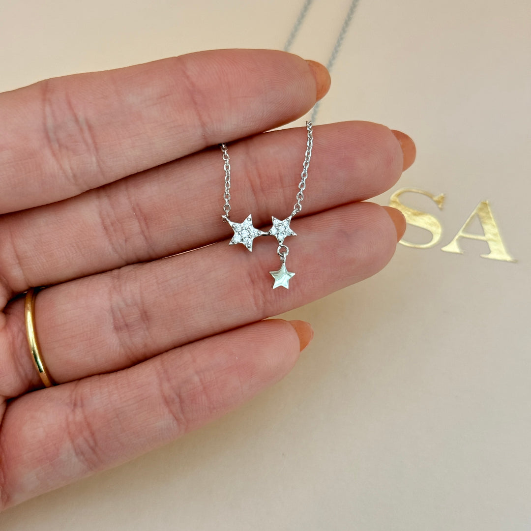 Dainty starts zircone silver pendant