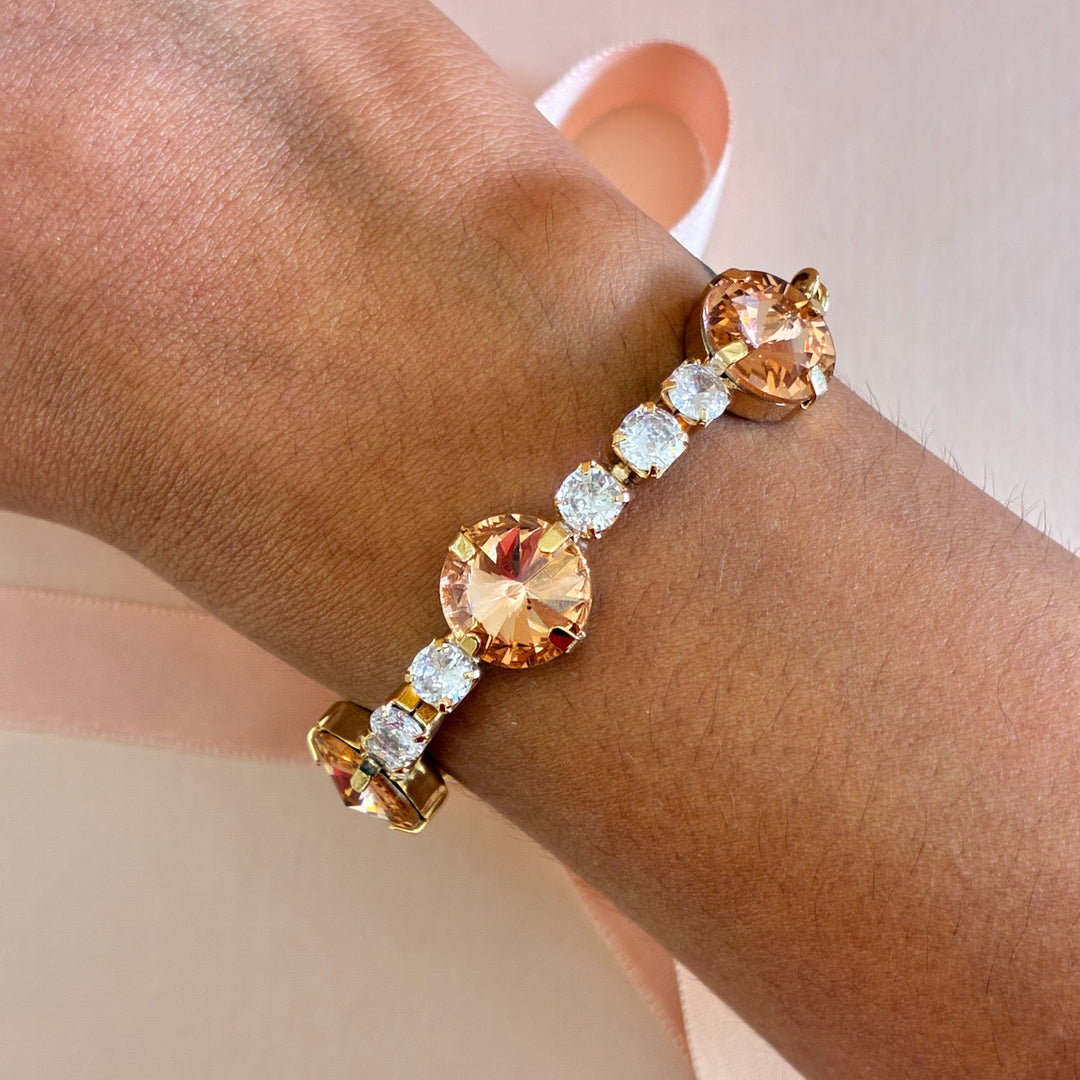 Peach Sparkle Swarovski crystals bracelet