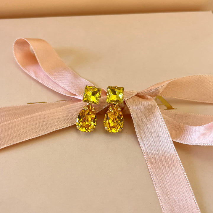 Yellow Swarovski crystals studs