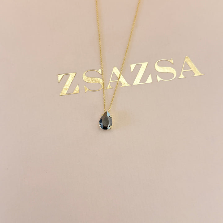 Dainty grey teardrop sterling silver gold plated set