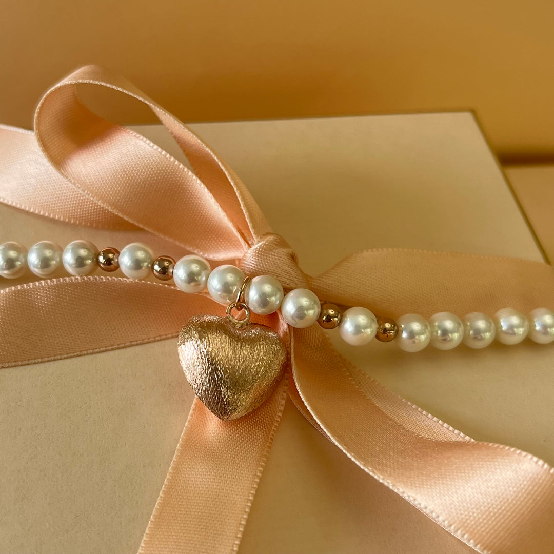 Heart rose gold & pearls set