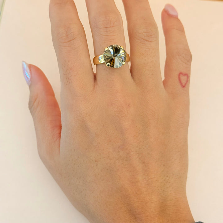 Statement bronze Swarovski crystals earrings and ring