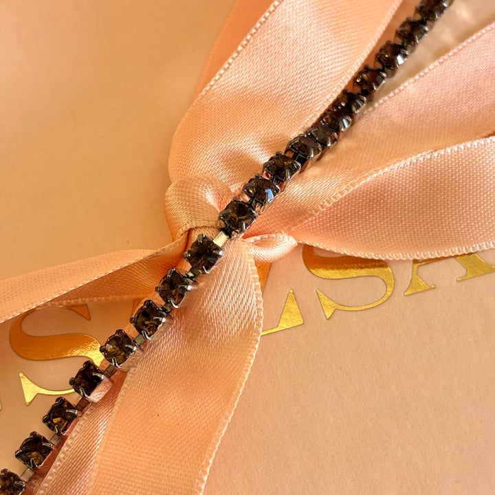 Dainty Bronze Swarovski crystals silver bracelet