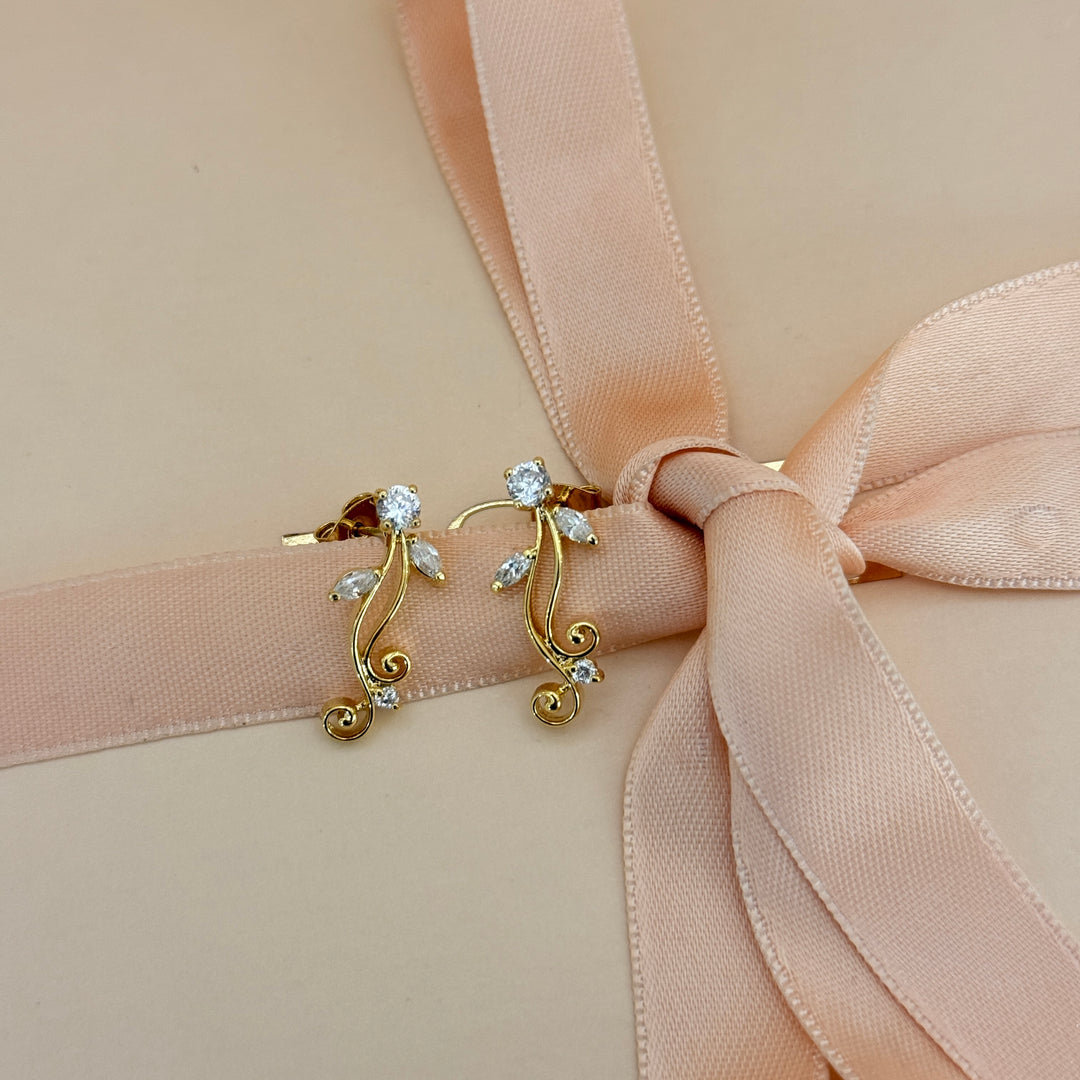 Marquise zircone gold plated earrings and bracelet