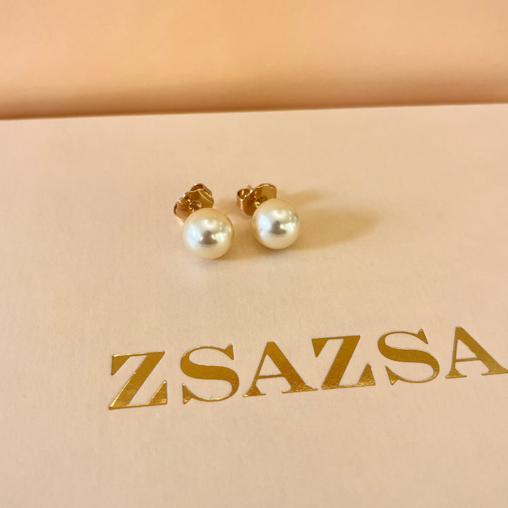Cream Mallorca pearls gold plated studs