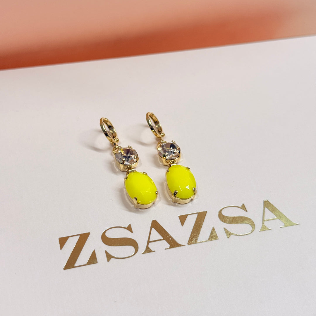 Oval and round champagne and yellow preciosa crystals pendant set