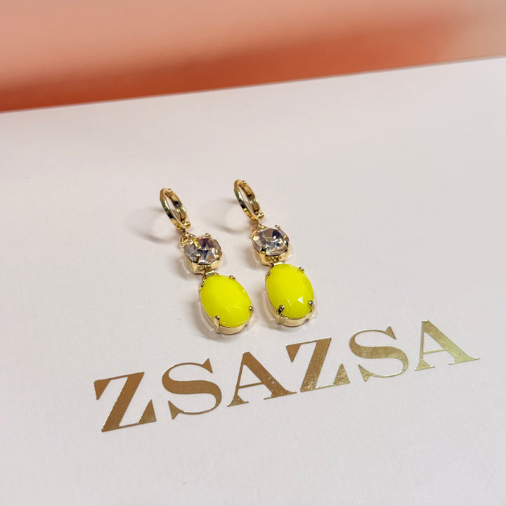 Oval and round champagne and yellow preciosa crystals pendant set