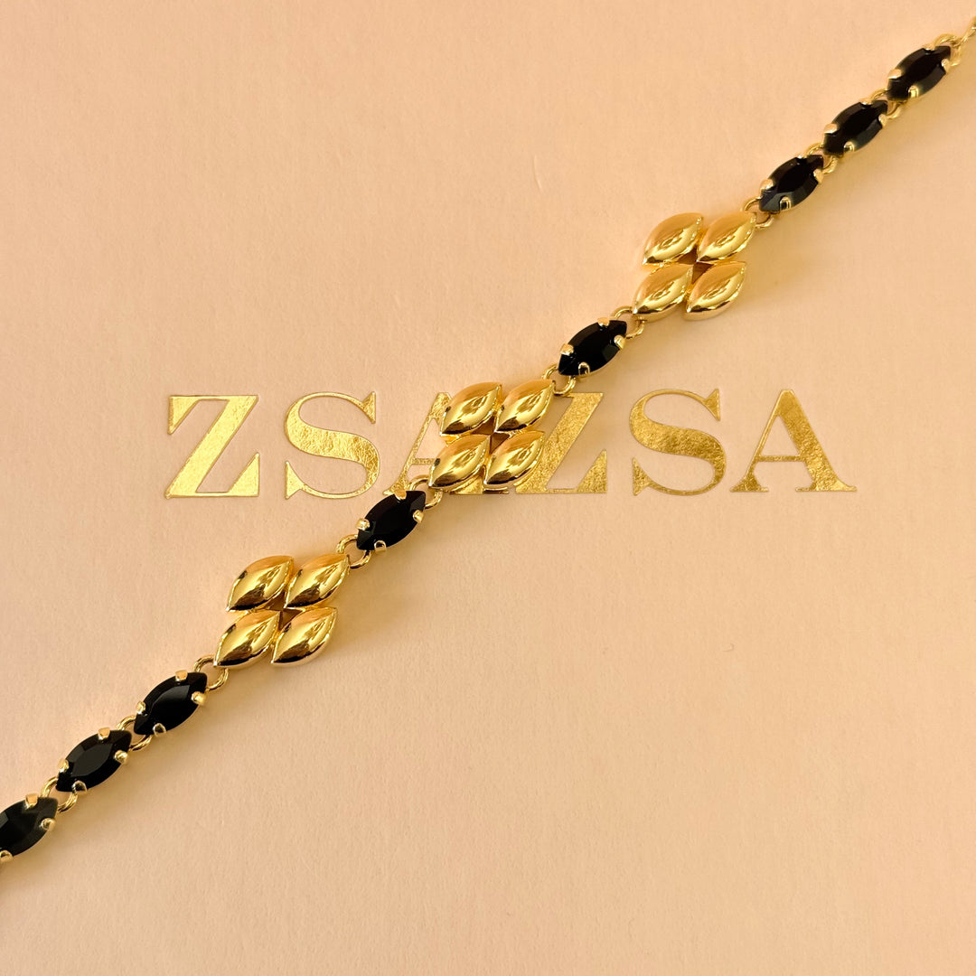 Black marquise Swarovski crystals earrings and bracelet