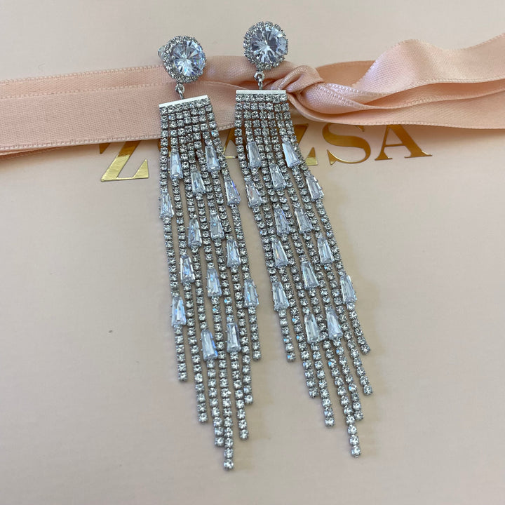 Long silver earrings