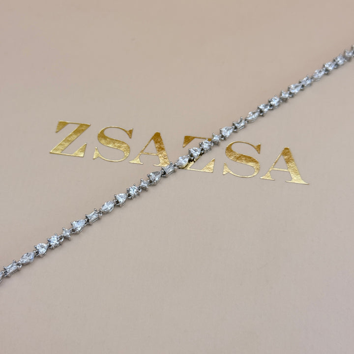 Mixed shapes zircone sterling silver bracelet
