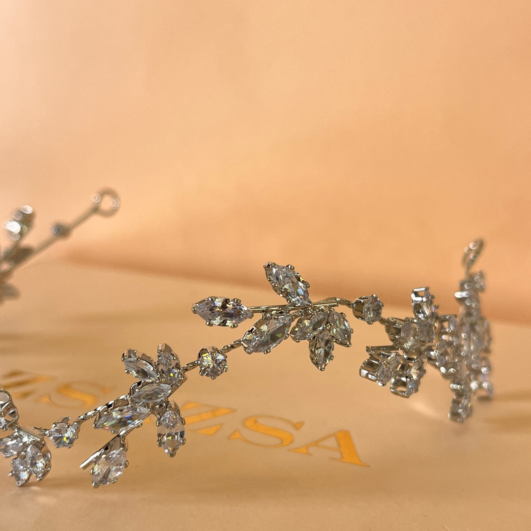 Dainty flexible marquise cubic zircone headpiece