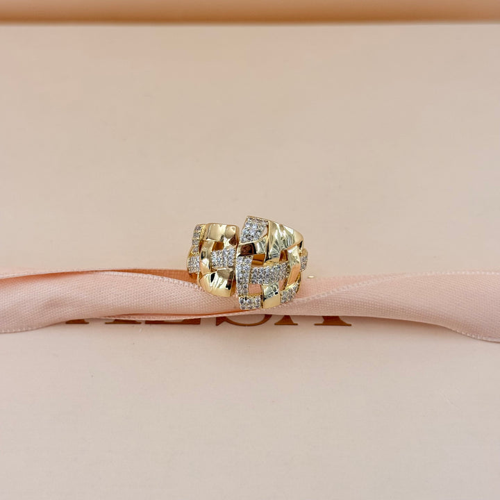Grid zircone gold plated ring