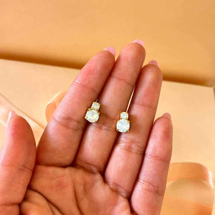 White Swarovski crystals studs