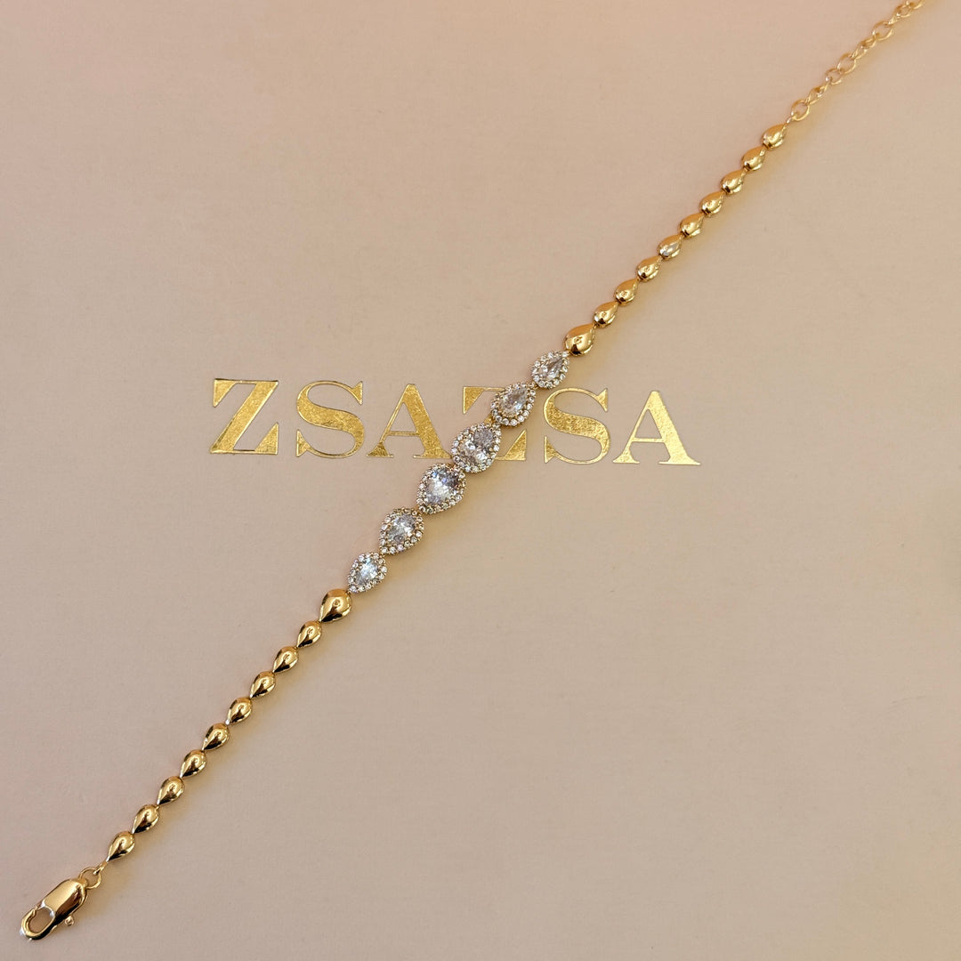 Teardrop zircone gold plated set