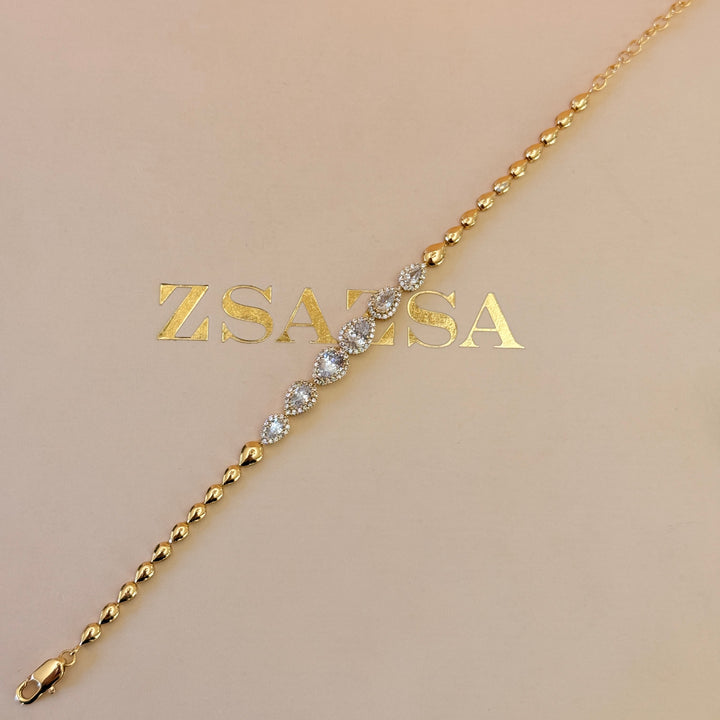 Teardrop zircone gold plated set