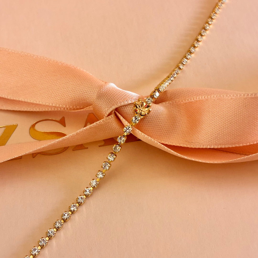 Dainty peach Swarovski crystals bracelet