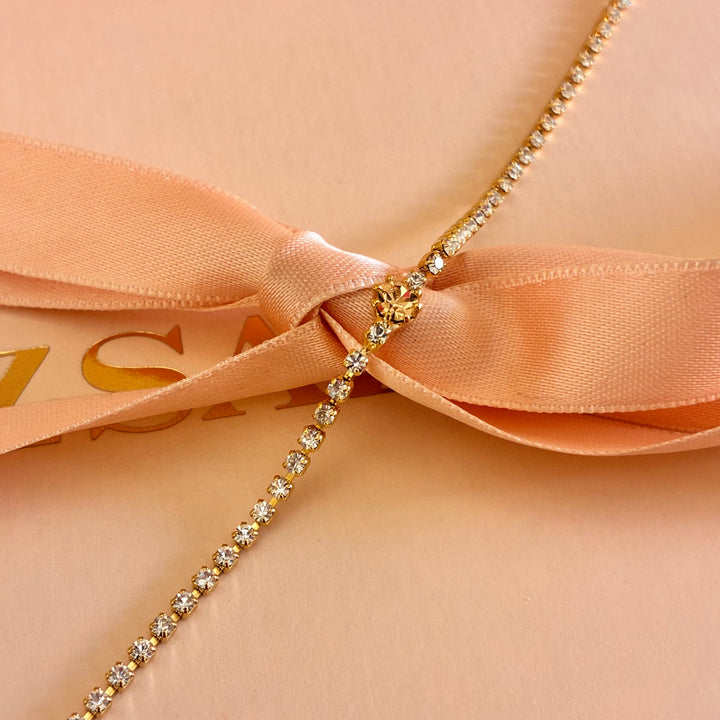 Dainty peach Swarovski crystals bracelet
