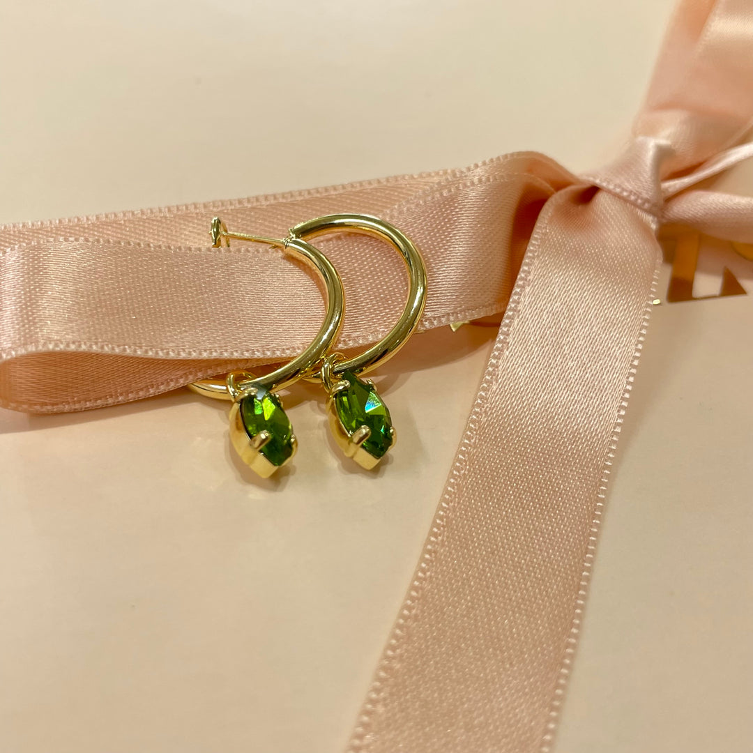 Green Swarovski crystals hoops