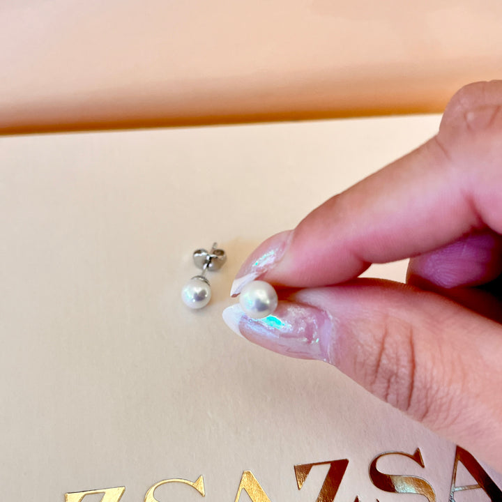 White Mallorca pearls white gold plated set