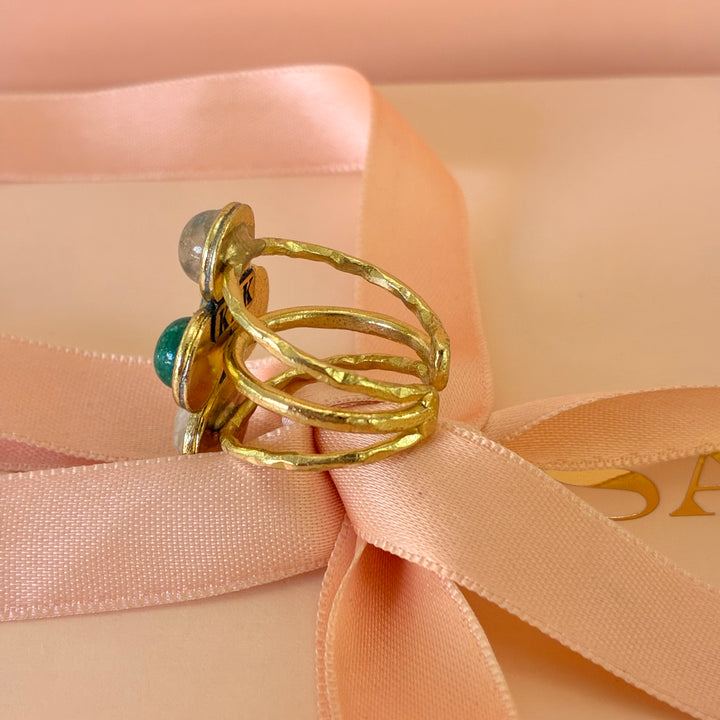 Handmade green gold plated set