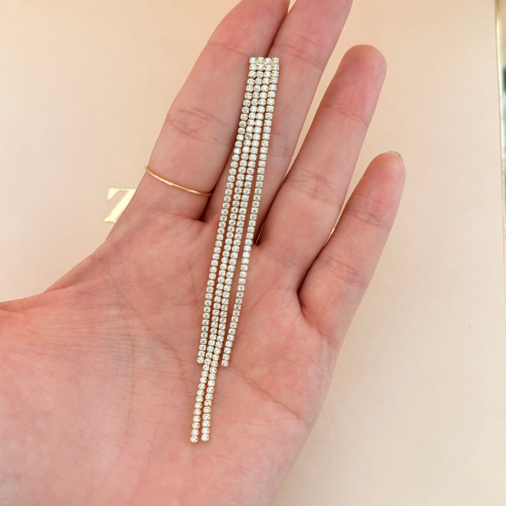 Long fringe sterling silver gold plated earrings