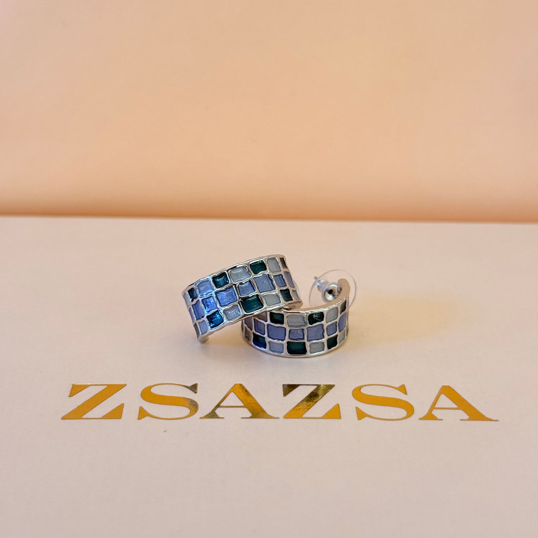 Blue, green & grey silver Enamel Set