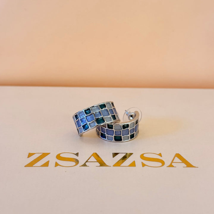 Blue, green & grey silver Enamel Set