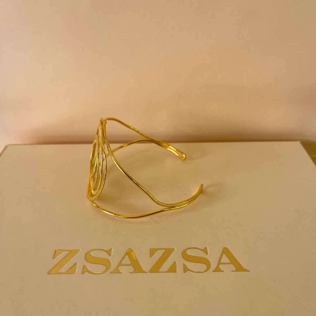 Round & spiral gold handmade earrings & bangle