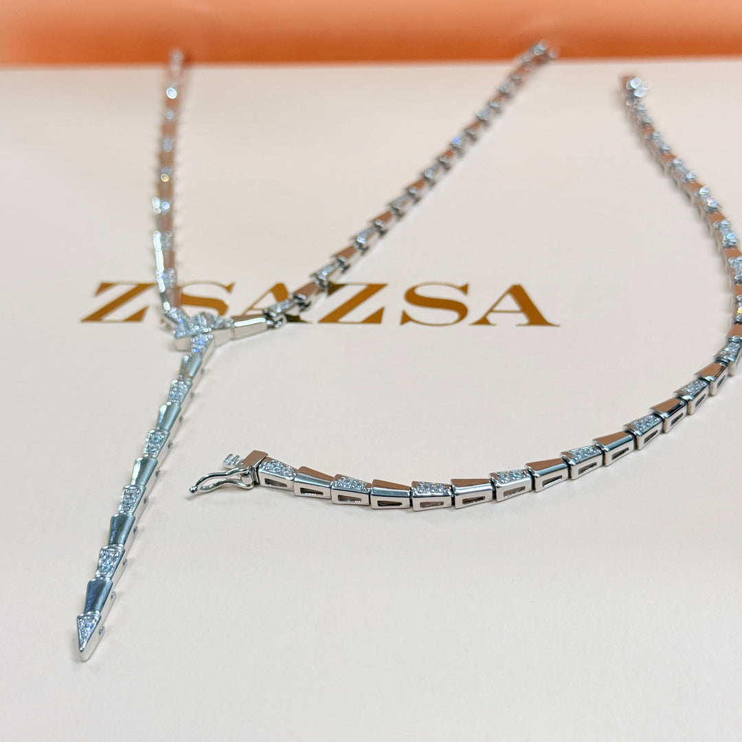 Y-Drop zircone sterling silver Necklace and bracelet