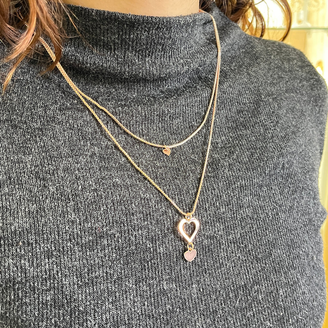 Hearts rose gold plated 2 rows necklace