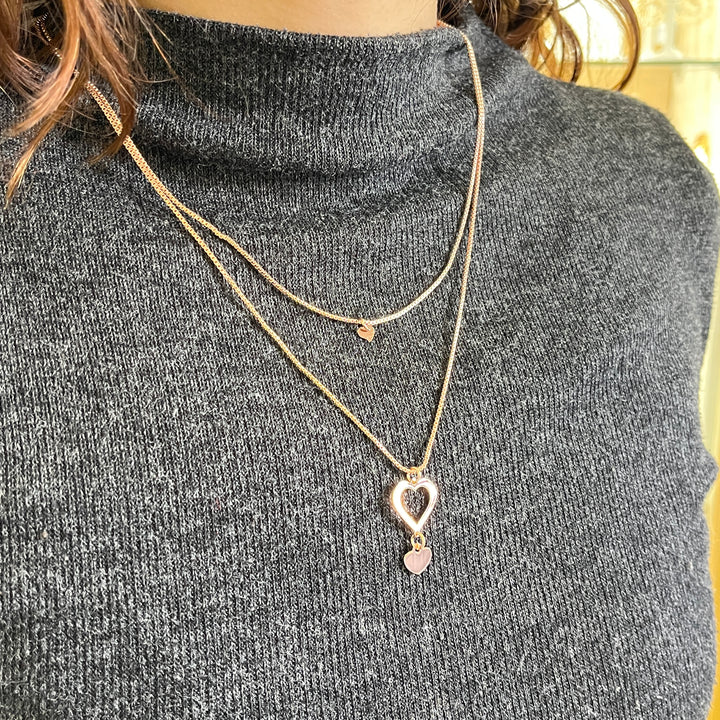 Hearts rose gold plated 2 rows necklace