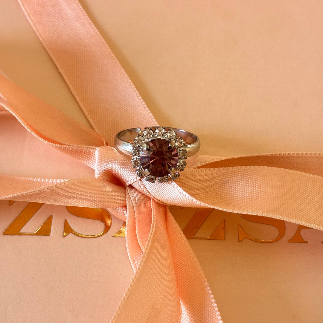 Mauve dainty Preciosa crystals silver set