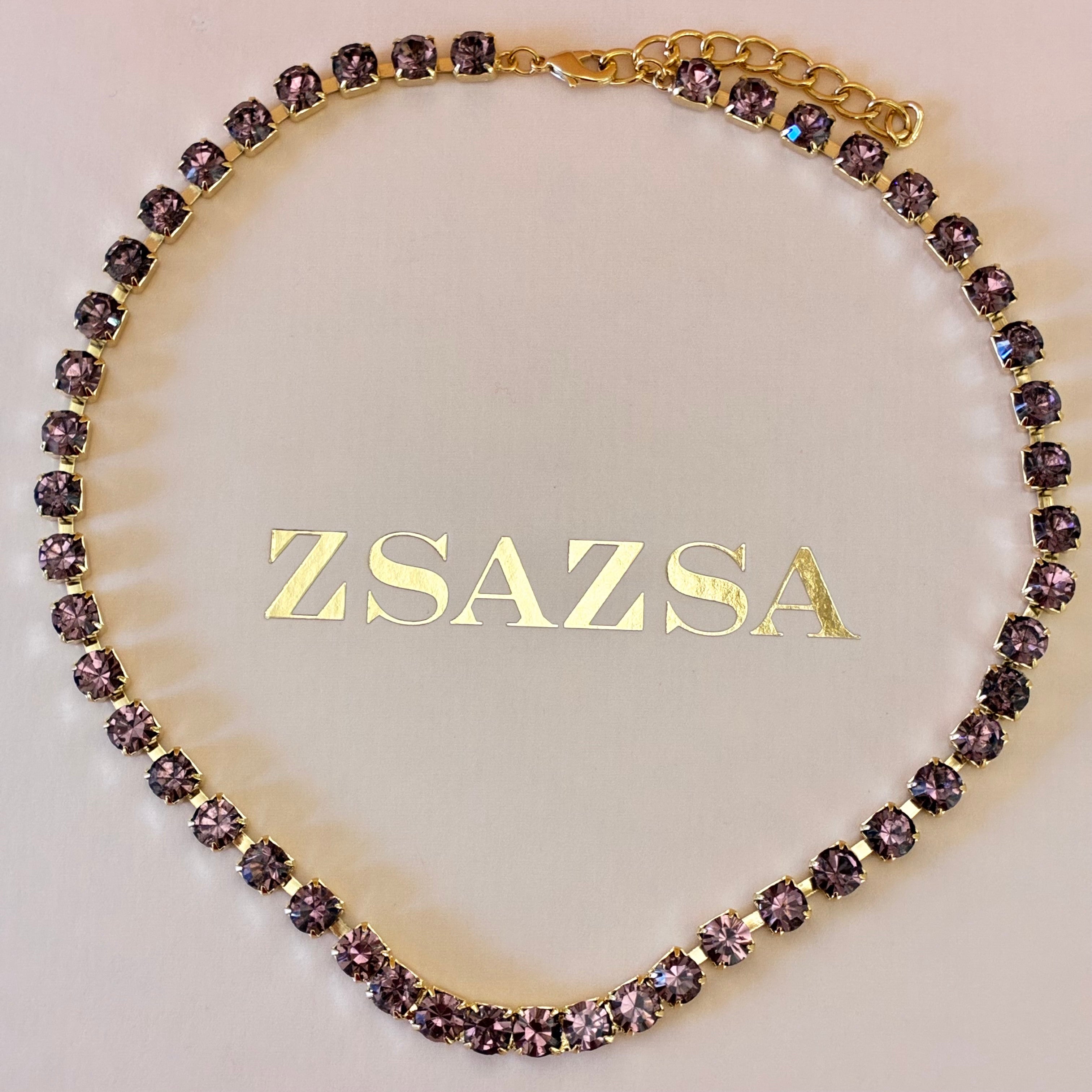 Mauve Swarovski crystals gold plated set