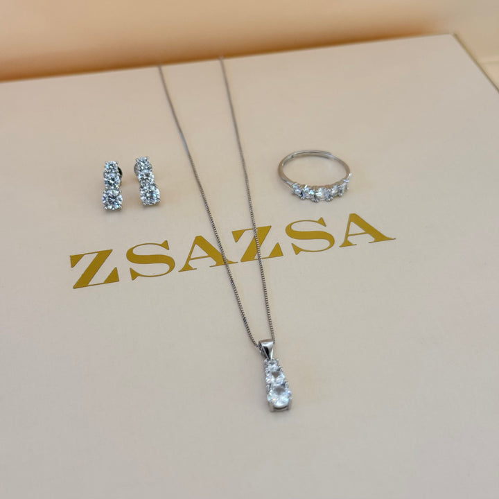 Trilogy zircone sterling silver set
