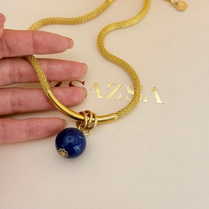 Navy blue ball casual gold plated set