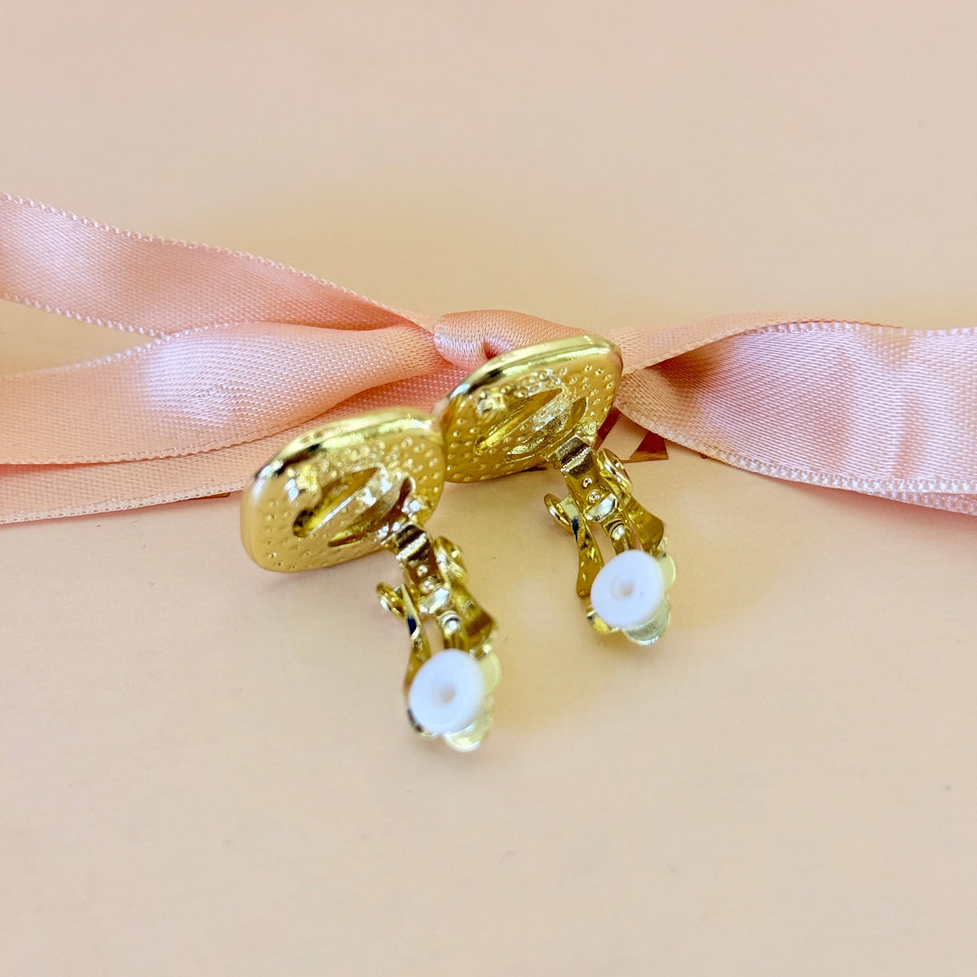 Plain texture gold plated clip on earrings
