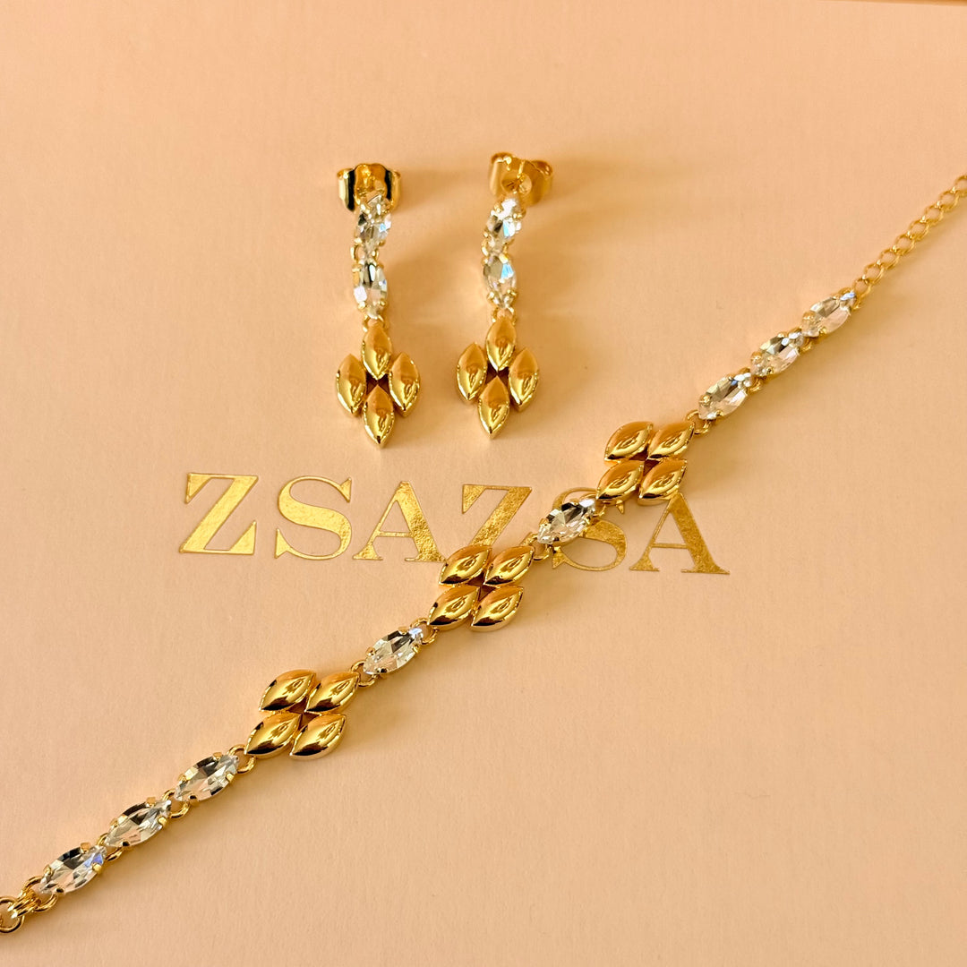 Marquise Swarovski crystals earrings and bracelet